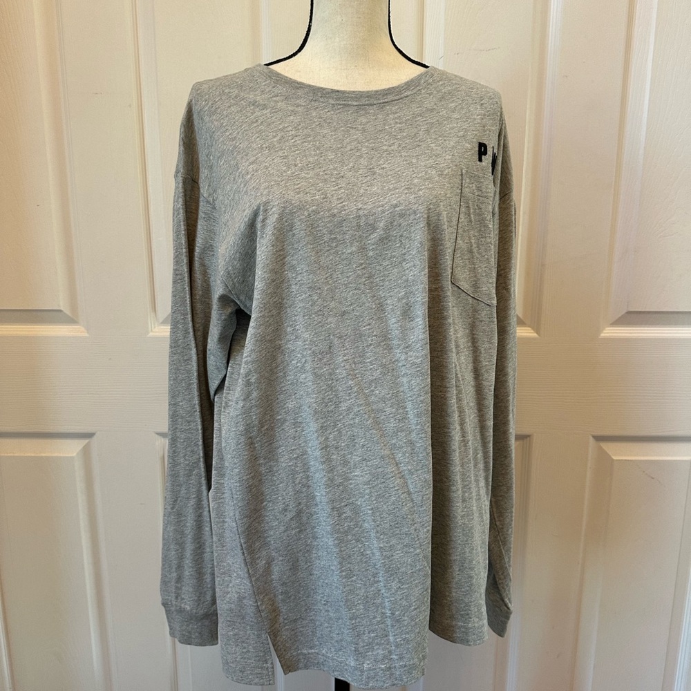 PINK Victoria's Secret Gray Long Sleeve Tee